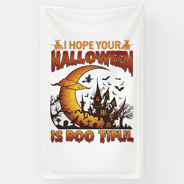 Halloween Boo Tiful Spukhaus Halbmond Ba Banner (Vertikal)