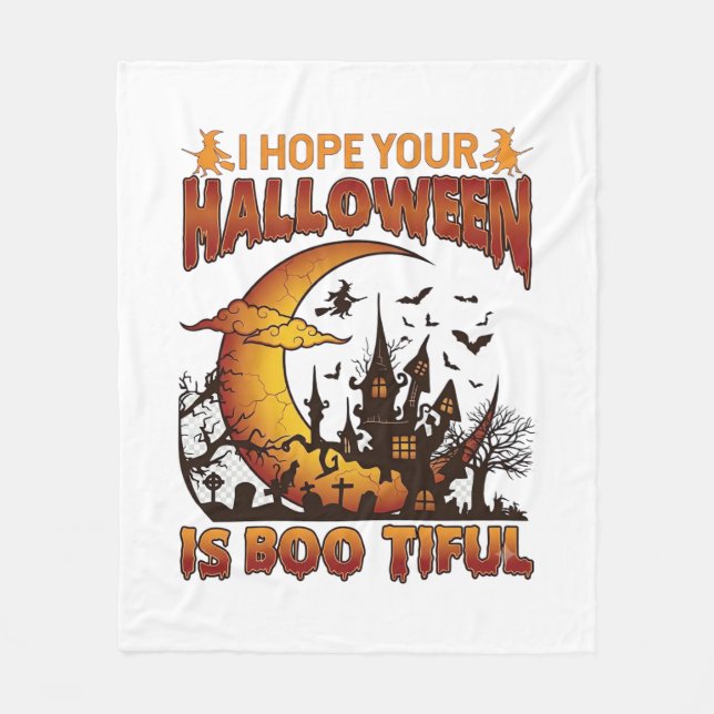 Halloween Boo Tiful Spukhaus Halbmond Ba Fleecedecke (Vorderseite)
