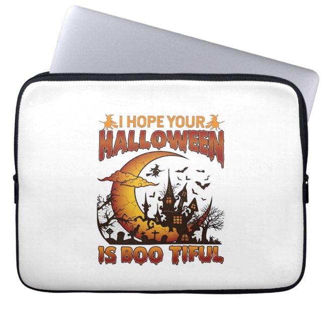 Halloween Boo Tiful Spukhaus Halbmond Ba Laptopschutzhülle (Vorderseite)