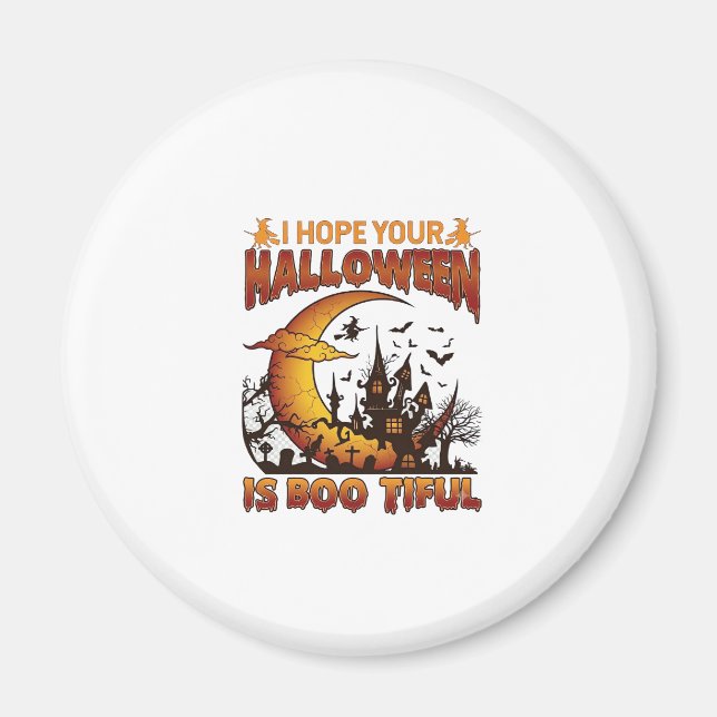 Halloween Boo Tiful Spukhaus Halbmond Ba Magnet (Vorne)