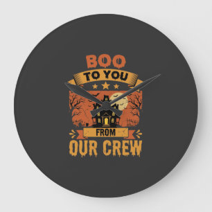 Halloween Boo To You Spukhaus-Crew-Design Große Wanduhr