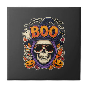 Halloween Boo Totenkopf Sonnenbrille Vektor Fliese