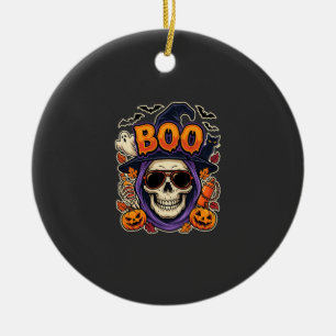 Halloween Boo Totenkopf Sonnenbrille Vektor Keramik Ornament