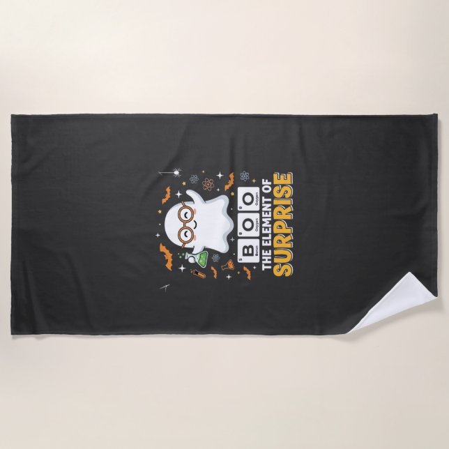 Halloween Boo Überraschungselement Geist Design_1 Strandtuch (Vorderseite)