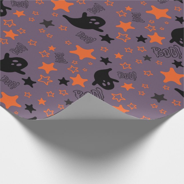 Halloween Boo und Ghosts Nahtloses Wrapping Paper Geschenkpapier (Ecke)