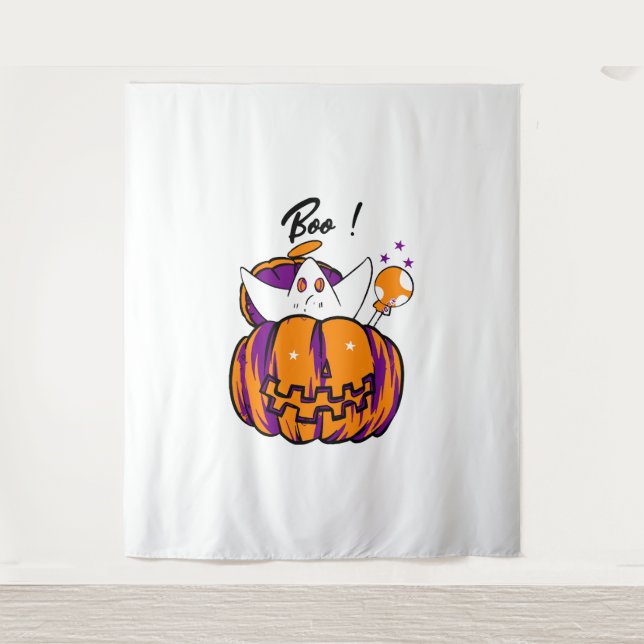 Halloween Boo Wandteppich (Vorderseite)