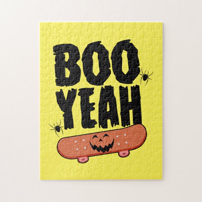 Halloween Boo Yeah Skateboard Birthday Puzzle (Vertikal)