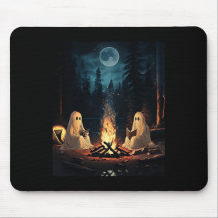 Halloween Book Reading Ghost Forest Camping Vintag Mousepad