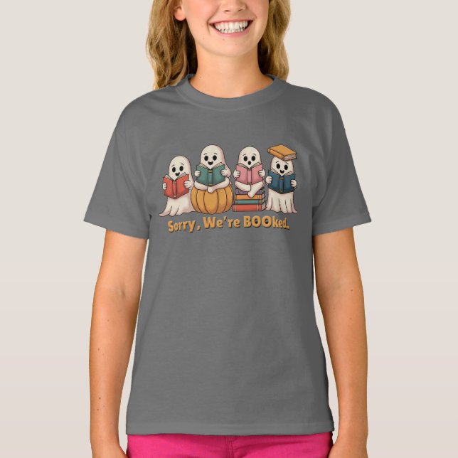 Halloween Bookish Ghosts Reading Books T-Shirt (Vorderseite)