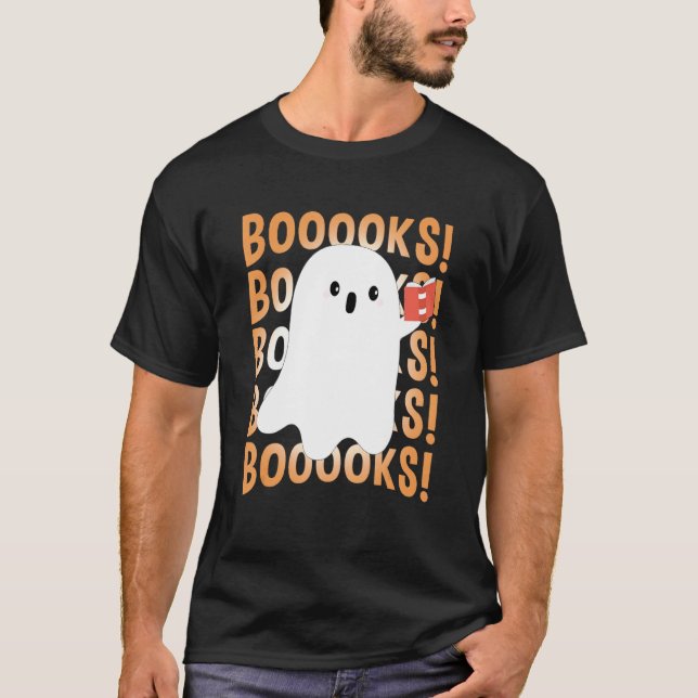 Halloween Booooks Ghost Reading Boo Read Books Lib T-Shirt (Vorderseite)