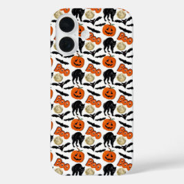 Halloween Bootboote Katzenkürbis und Mond Zeichnen iPhone 16 Hülle