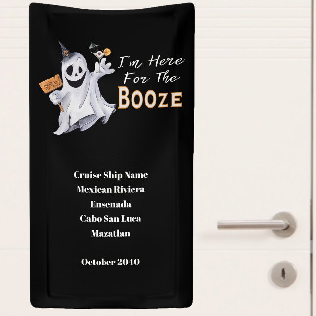 Halloween Booze Cruise Ship Cabin Door Banner (Cruise Ship Door Decor. Halloween Ghost to lift your spirits! Cheers!)