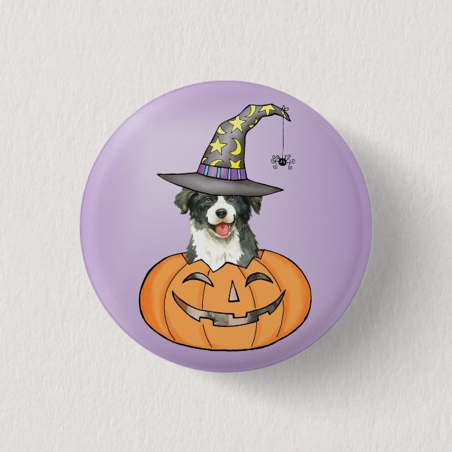 Halloween Border Collie Button (Vorderseite)
