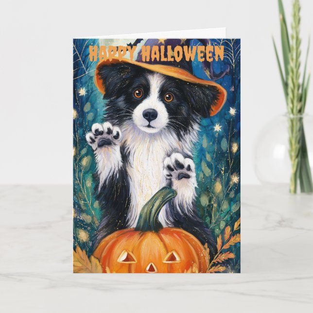 Halloween Border Collie Dog Feiertagskarte (Vorderseite)