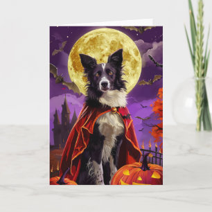 Halloween Border Collie Dog Pumpkins Beängstigend Karte