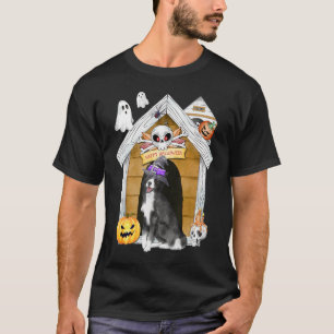 Halloween Border Collie Dog Witz Spuk Haus T-Shirt