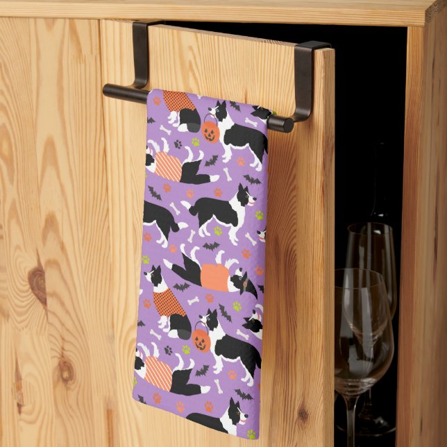 Halloween Border Collie Kitchtuch Geschirrtuch (Drittel gefaltet)