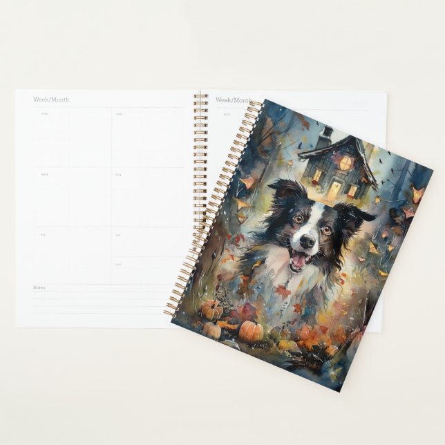 Halloween Border Collie mit Pumpkins Beängstigend Planer (Anzeige)
