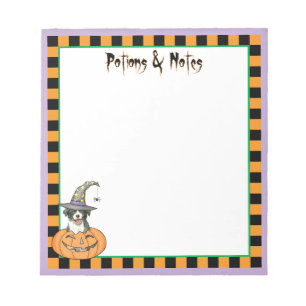 Halloween Border Collie Notepad Notizblock