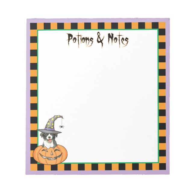 Halloween Border Collie Notepad Notizblock (Vorderseite)