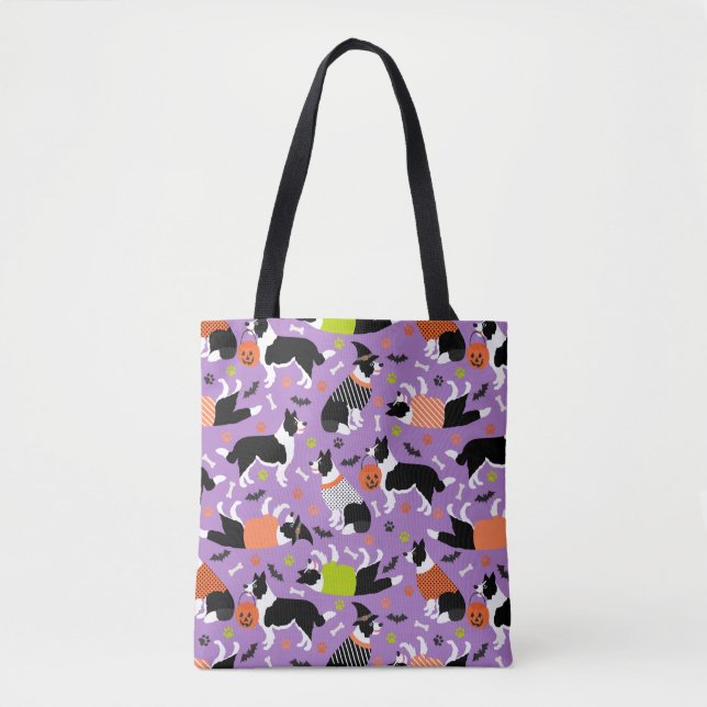 Halloween Border Collie Tote Bag (Vorderseite)