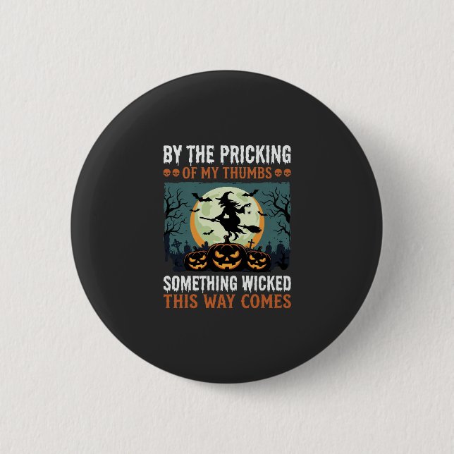 Halloween Böse Hexe Kürbis Vintage Button (Vorderseite)