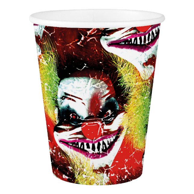 Halloween böse Horror Clown-Collage Pappbecher (Vorderseite)