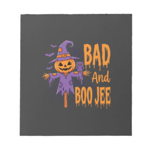 Halloween Böse und Boo Jee Vogelscheuche Grafik Notizblock