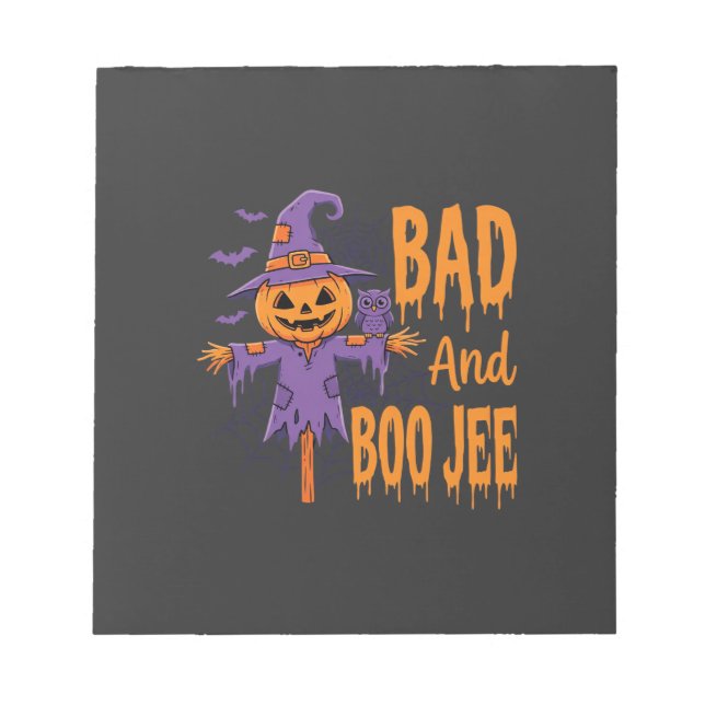 Halloween Böse und Boo Jee Vogelscheuche Grafik Notizblock (Vorderseite)