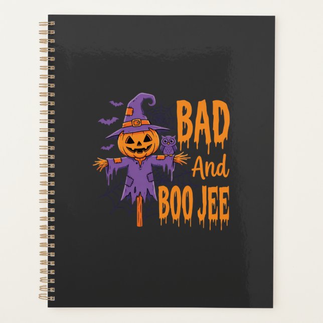 Halloween Böse und Boo Jee Vogelscheuche Grafik Planer (Vorderseite)