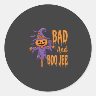 Halloween Böse und Boo Jee Vogelscheuche Grafik Runder Aufkleber