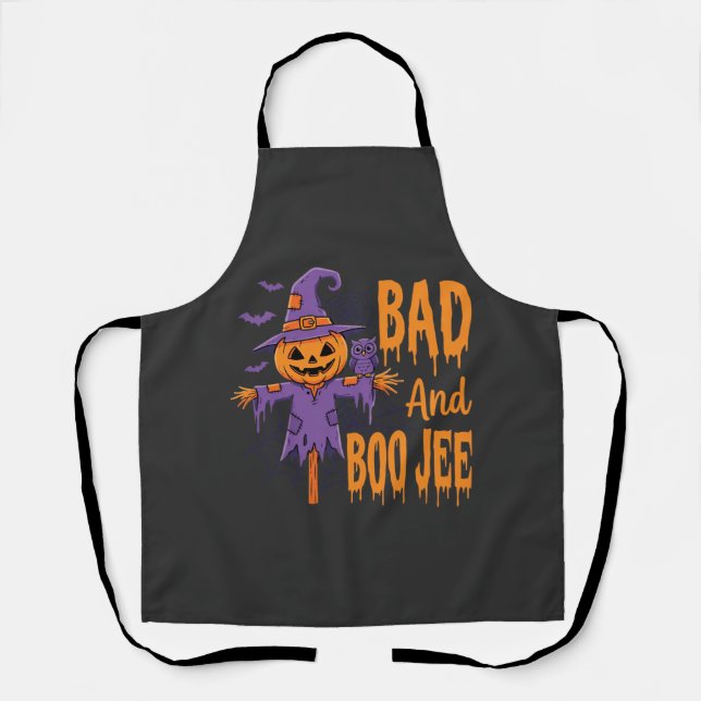 Halloween Böse und Boo Jee Vogelscheuche Grafik Schürze (Vorderseite)