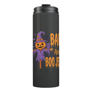 Halloween Böse und Boo Jee Vogelscheuche Grafik Thermosbecher