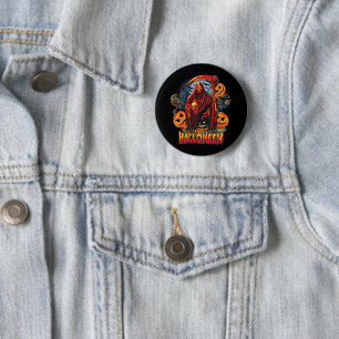 Halloween Böser Skelett, Kürbis Button