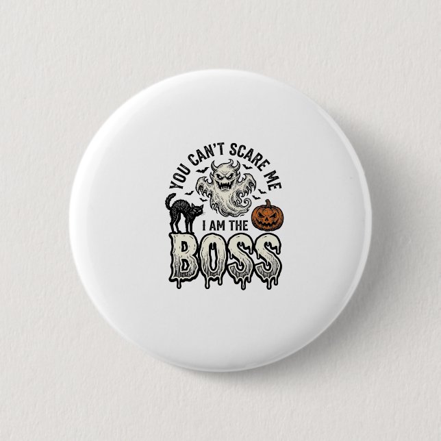 Halloween Boss Geist Vintage Gravur Shirt Design Button (Vorderseite)