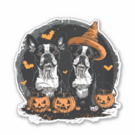 Halloween Boston Terrier Dogs Aufkleber