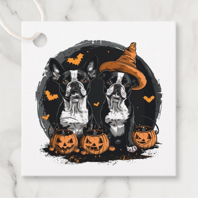 Halloween Boston Terrier Dogs Geschenkanhänger (Vorderseite)