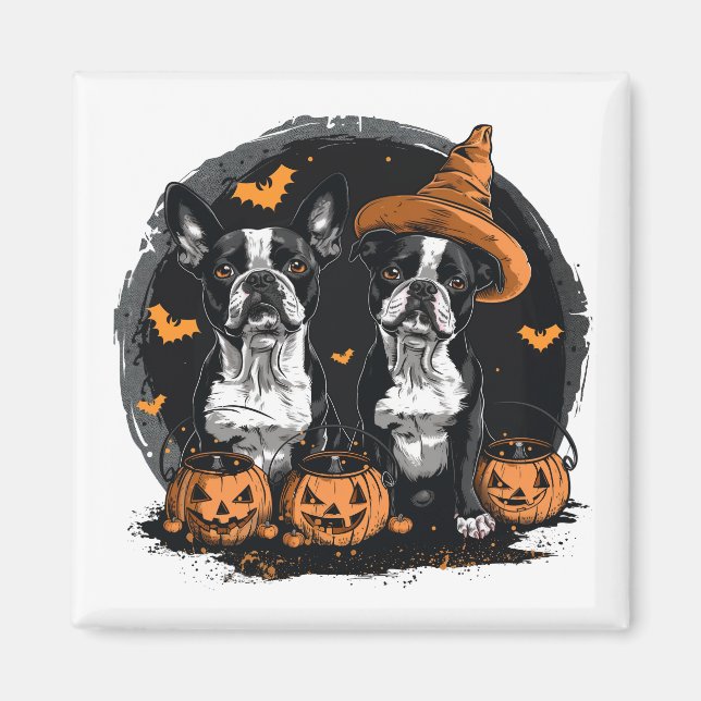 Halloween Boston Terrier Dogs Magnet (Vorne)
