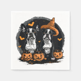 Halloween Boston Terrier Dogs Serviette
