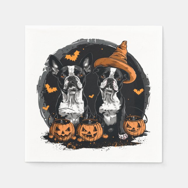 Halloween Boston Terrier Dogs Serviette (Vorderseite)