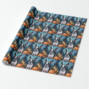Halloween Boston Terrier mit Pumpkins Beängstigend Geschenkpapier
