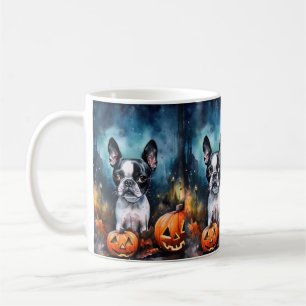Halloween Boston Terrier mit Pumpkins Beängstigend Kaffeetasse