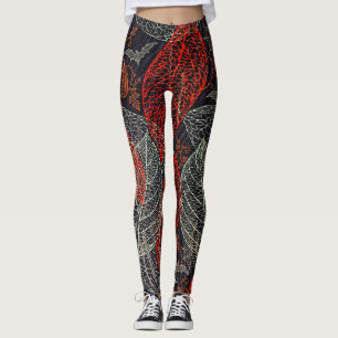 Halloween Botanical Leggings mit Kürbissen und Fle
