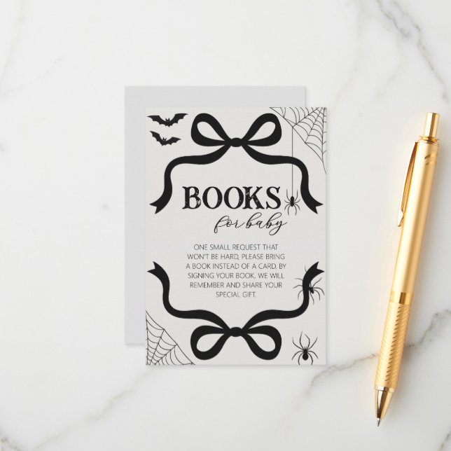 Halloween Bow Baby Shower Books Begleitkarte (Vorderseite/Rückseite Beispiel)