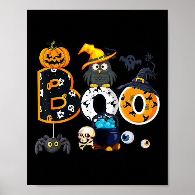 Halloween Bowling mit Hexenhühnchen-Jungs-Mädchen Poster (Vorne)