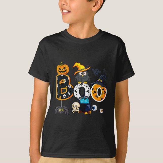 Halloween Bowling mit Hexenhühnchen-Jungs-Mädchen T-Shirt (Vorderseite)
