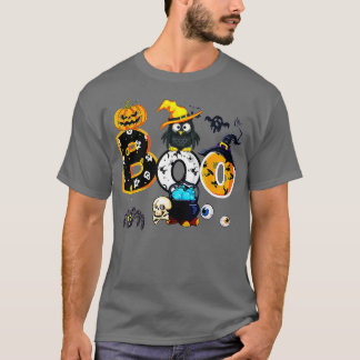 Halloween Bowling mit Hexenhühnchen-Jungs-Mädchen T-Shirt