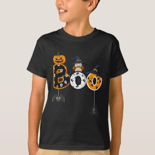 Halloween Bowling mit Hexenhühnchen-Jungs-Mädchen T-Shirt