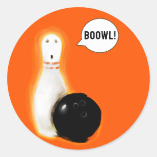 Halloween Bowling Spaß Klassischer Rundaufkleber Runder Aufkleber