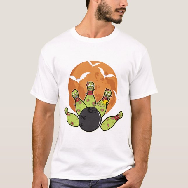 Halloween Bowling Zombie Pins Fledermäuse Bowler G T-Shirt (Vorderseite)